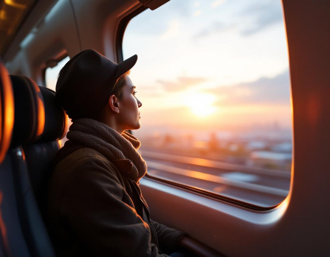 Passager admire depuis le shinkansen tokyo to kyoto le paysage doré à l'heure dorée, cabine épurée