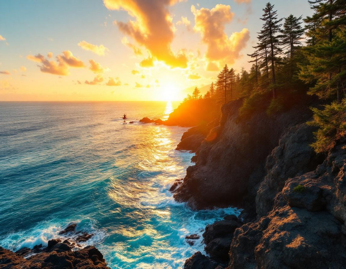 Personne en yoga sur falaise face à la mer turquoise de okinawa island, ambiance apaisante.