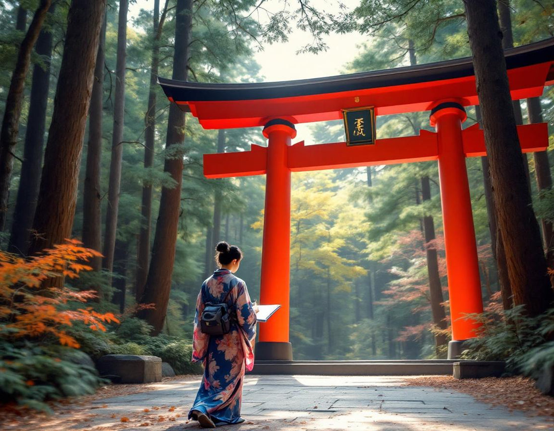 Kimono, torii vermillon du sanctuaire Heian dans une ambiance sereine. heian jingu kyoto japan