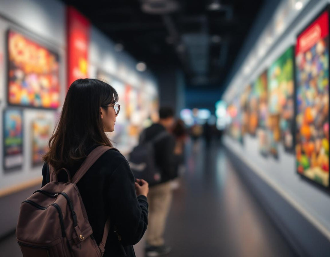 Visiteur captivé au musee nintendo kyoto, entouré de jeux rétro exposés et d’une ambiance immersive