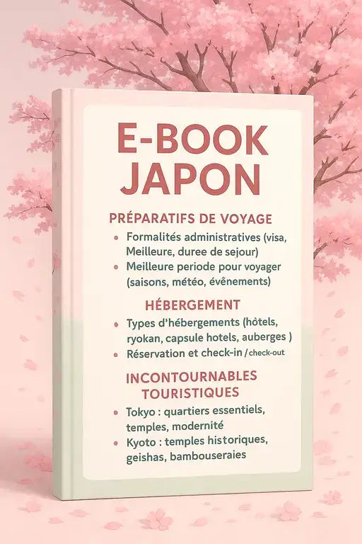 Guide voyage Japon PDF - Tokyo Kyoto temples geishas hébergement"